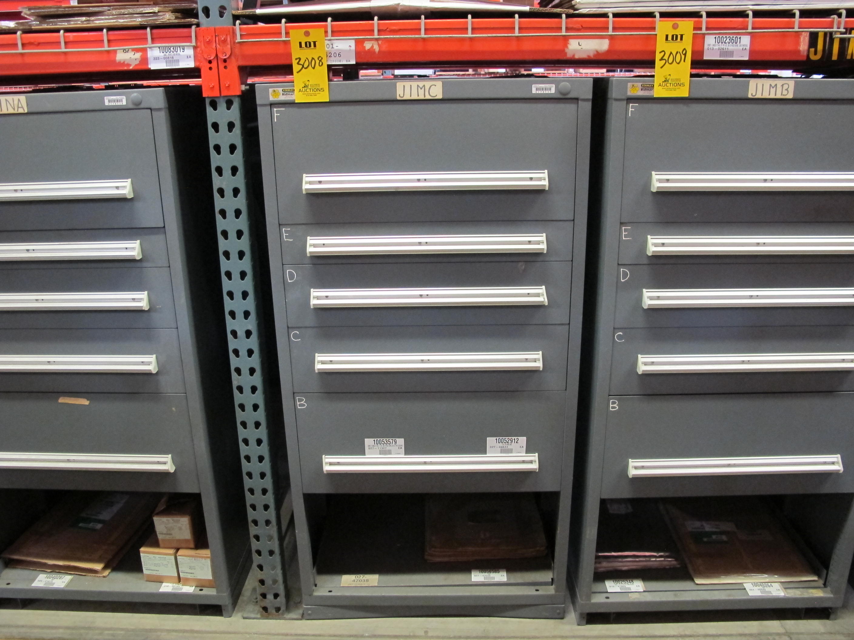 STANLEY VIDMAR HEAVY DUTY 5-DRAWER PARTS CABINET W/ CONTENTS (W-50) LOADING & HANDLING FEE $25-